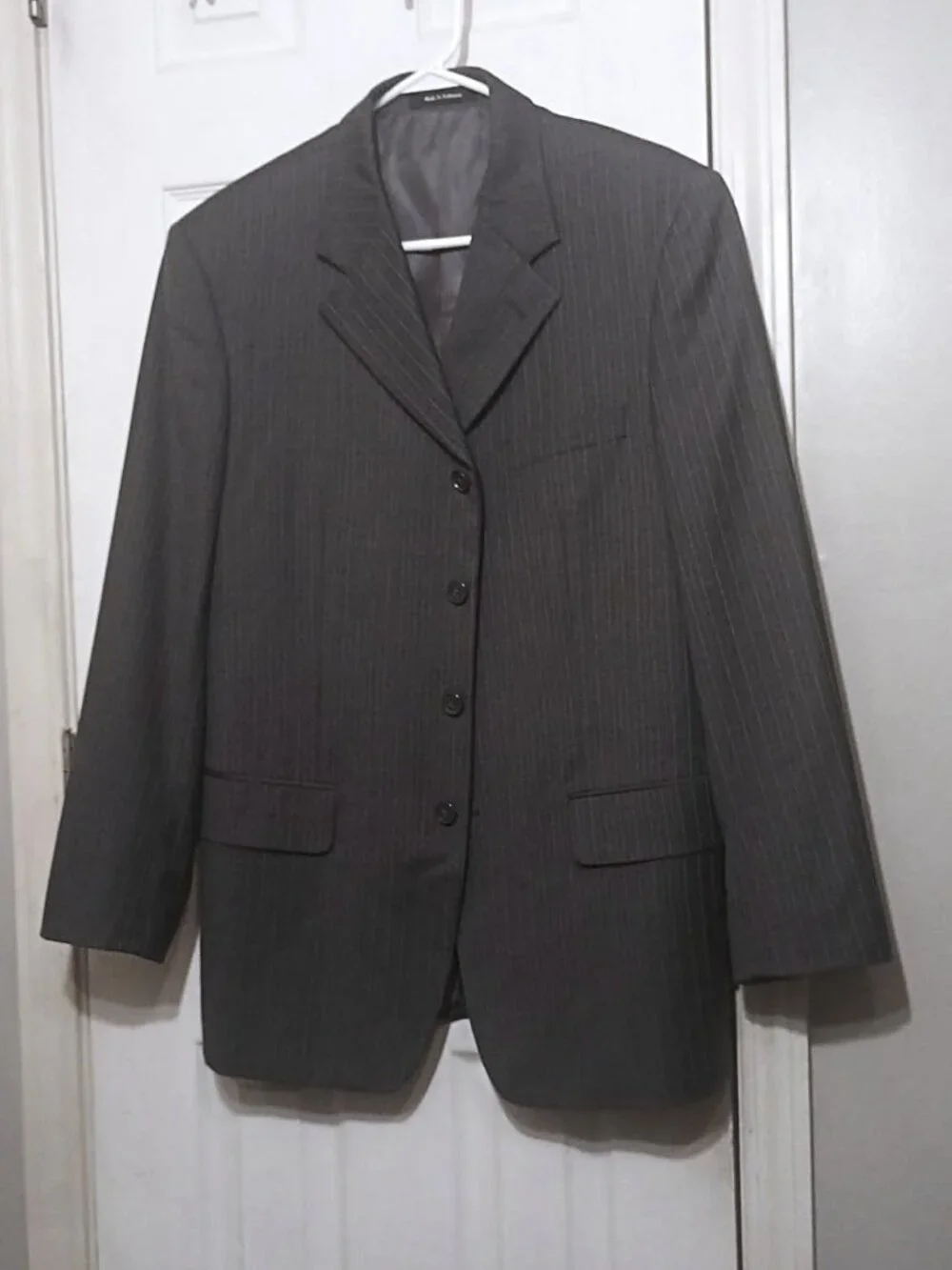 Martina Franca Elements Men Gray with Blue Pinstripe Blazer  40R